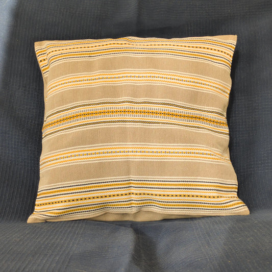 Housse de coussin, textile coton tissé centre-européen, rayures chaudes.