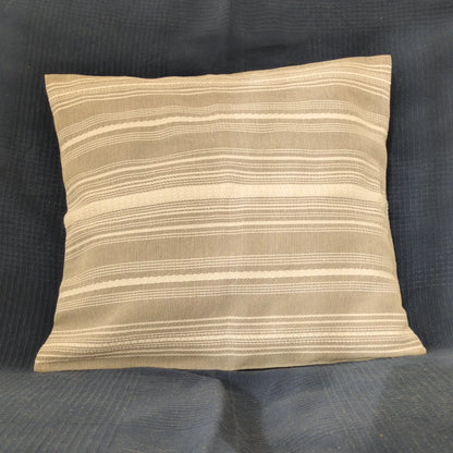 Housse de coussin en coton tissé, à la main, rayures blanches et grises