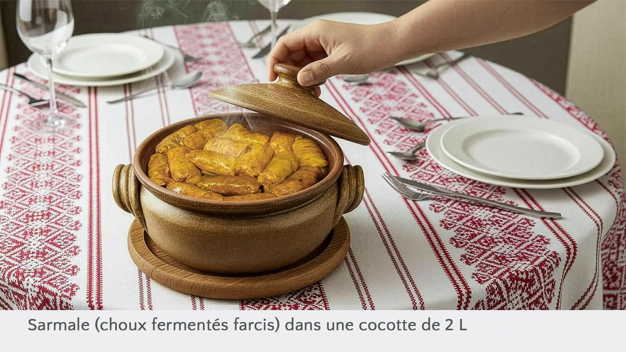 cocotte en terre cuite roumaine de Corund avec une sarmale recette traditionnelle